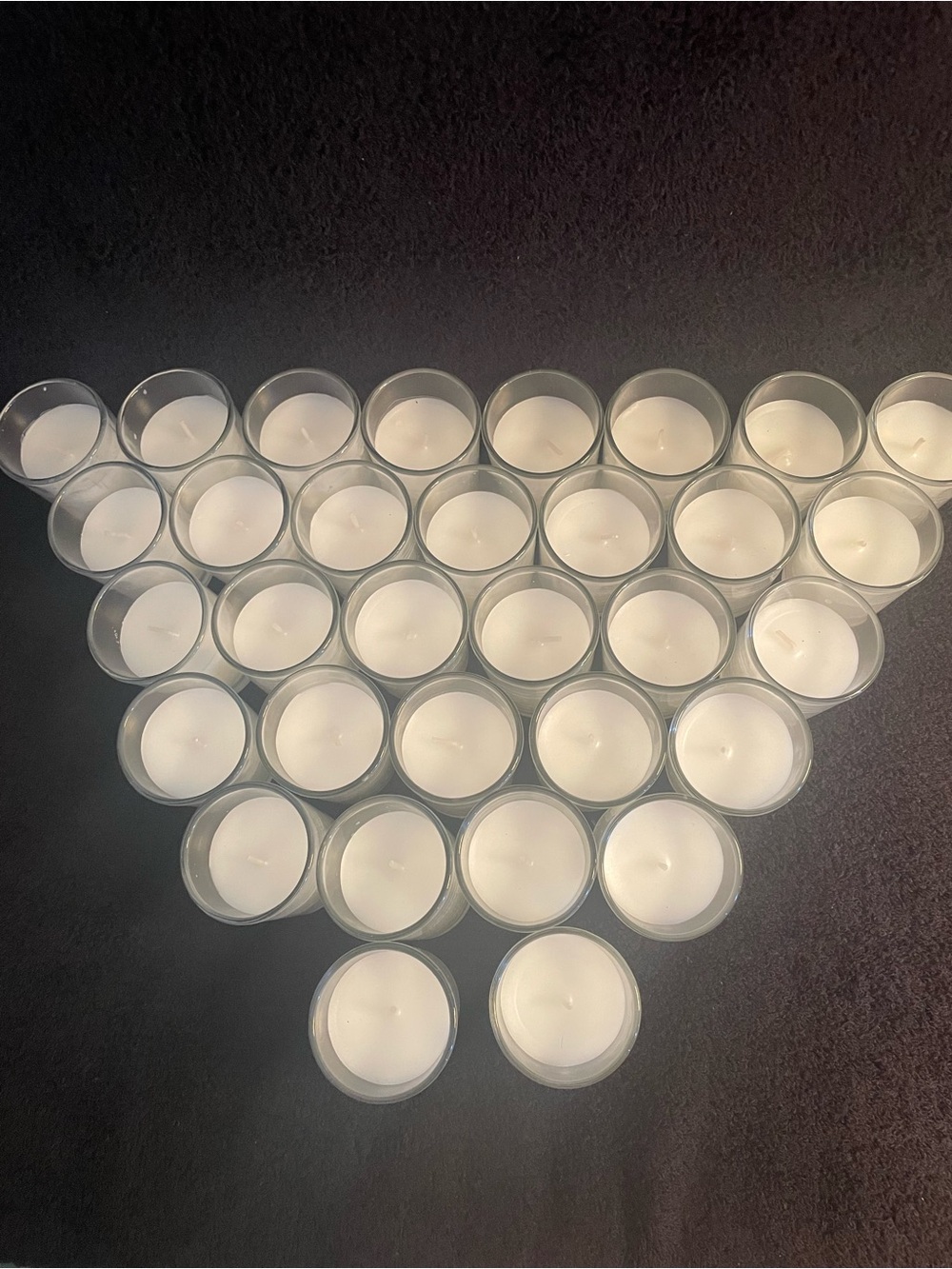 33 White Votive Candles with Clear Glass Holder